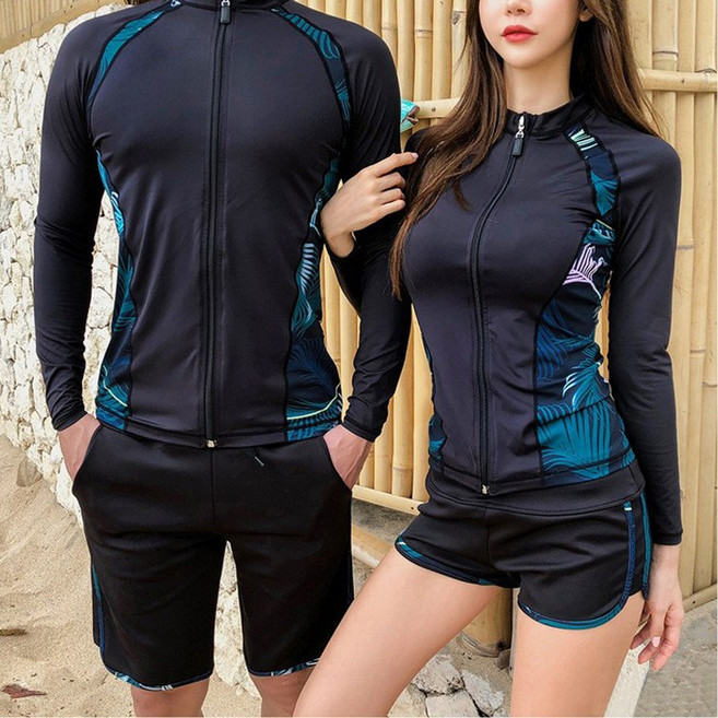 커먼식스 커플 래쉬가드 세트 남녀 남자 여자 상의 하의 빅사이즈 수영복 레쉬가드 집업 C-01, 여성, XL