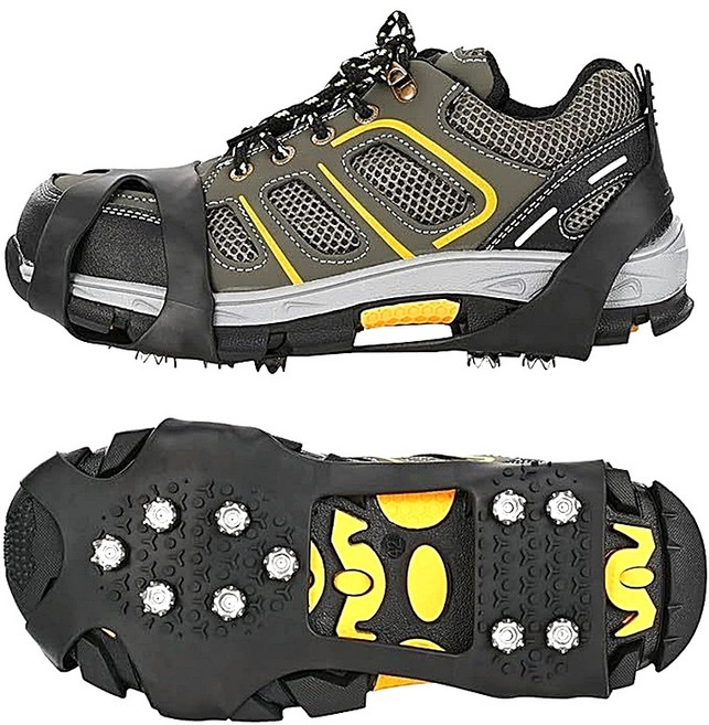 i-style 升級 防滑冰爪鞋套 彈性佳 雪地登山草地【AE10409】, 黑色