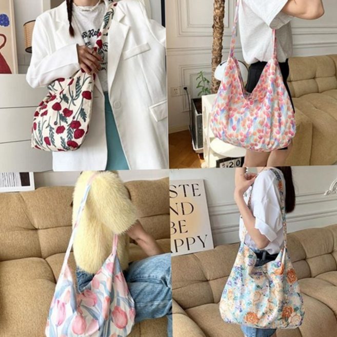 여성 에코백 빅사이즈 플라워 데일리 꽃무늬 에코백 보부상 가방 숄더 크로스 루즈핏 대용량 사계절 숄더백