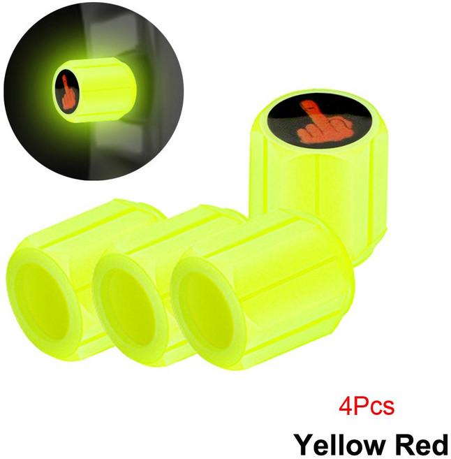 DS FJ 야광 발광 오토바이 스템 형광 커버 트럭 자전거용 조명 에어 밸브 자동차, Yellow d 4Pcs