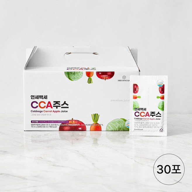 연세대학교 연세생활건강 연세백세 CCA주스(양배추 당근 사과), 30개, 70ml