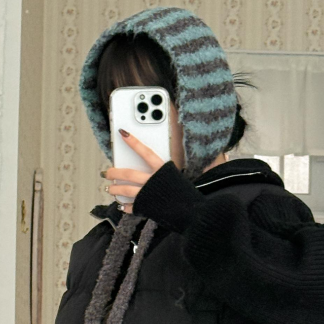 블루씨티 투스트라이프 스트링 니트 겨울 넥워머 귀도리 귀마개