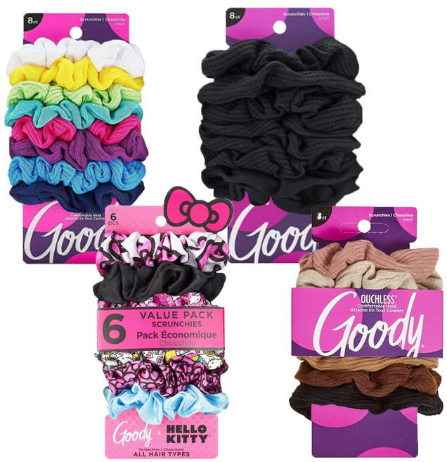 구디 곱창밴드 머리끈 헤어 스크런치 헤어스크런치 8개입, 레인보우(믹스), 1개