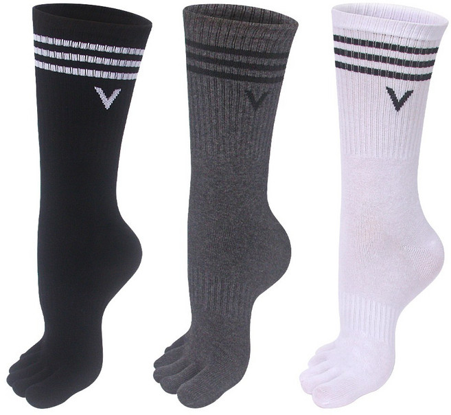 하니니 남성용 캐쥬얼 V링글 발가락 양말 3켤레 롱장목 스포츠 풋살 축구 야구 러닝