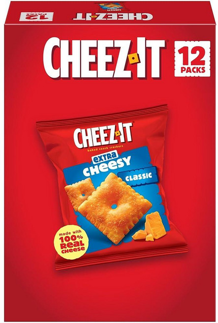 Cheez-It 구운 스낵 크래커 런치 스낵 엑스트라 치즈 355ml(12온스) 박스 (12팩)