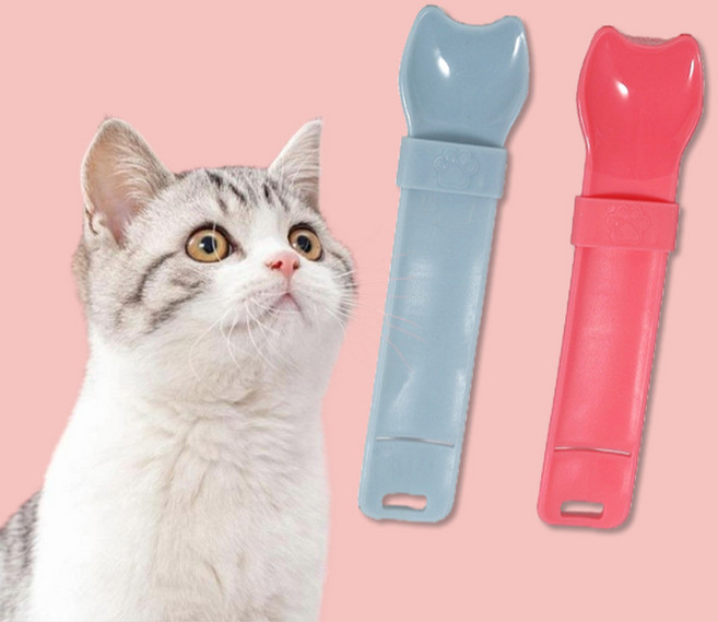 고양이 츄르 짜개 간식 급여 냥 스푼, 색상:블루, 1개