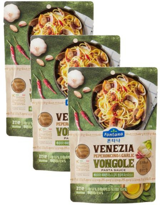폰타나 베네치아 페페론치노&갈릭 봉골레 파스타소스 100g 3개, 4세트