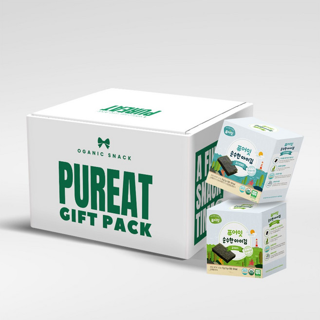 [선물세트] 퓨어잇 오가닉 순수한아이김 6박스세트 선물용 간식박스, 1세트, 200g, B. 선물세트[오가닉 순수한 아이김_김&천일염 6박스]