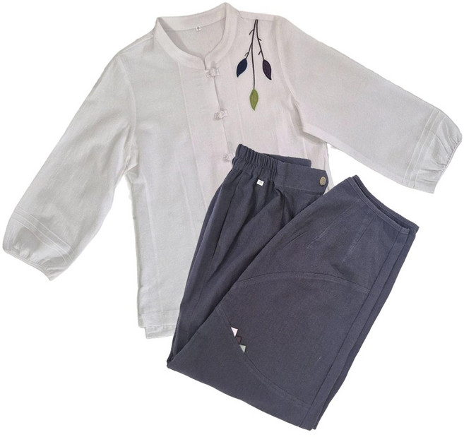 {사계절생활한복] 여름 생활한복 중년 여성 저고리바지 절복 블라우스 7부