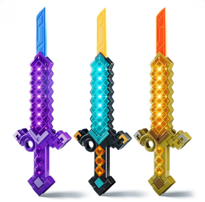 기사 용사 크래프트 칼 LED칼 양면칼 굿즈 마크, 1개, 퍼플