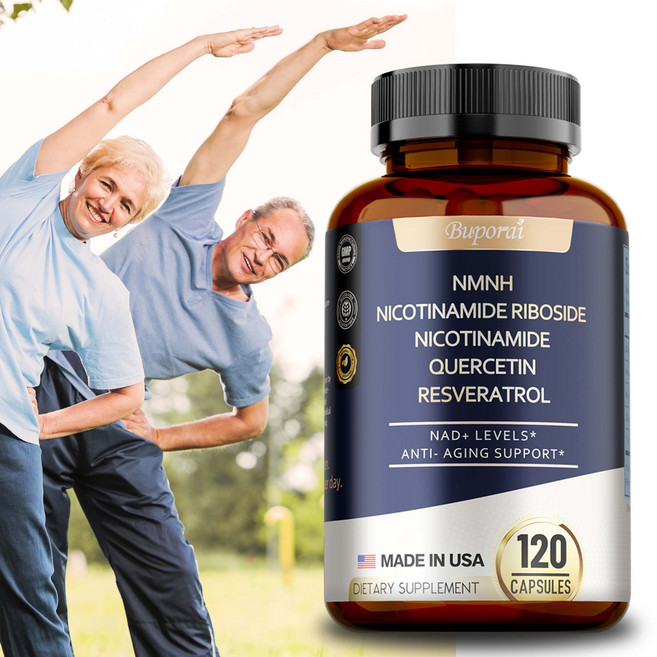 NMNH 500mg 프리미엄 NMN 대체 보충제 (나이아신아미드(비타민 B3) 퀘르세틴 트랜스 레스베라트롤 함유) NAD+ 피부 세포 노화 방지 및 에너지 증진, 2개