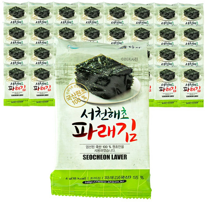 [서천해초김] (본사직영)다사 서천 파래김 도시락김 : 4g 32개