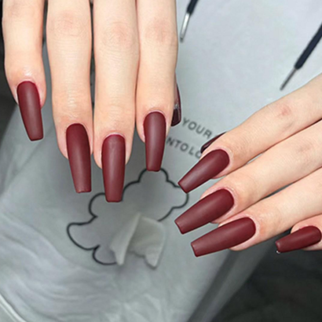 셀프 네일팁 원컬러 단색 무광 롱 오발 코핀 연장팁, 1개, 원톤네일팁#042