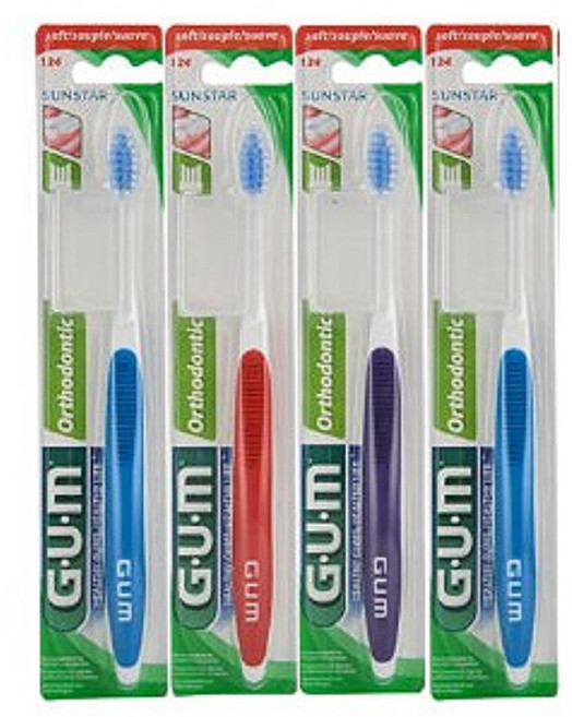 GUM 검 교정 치아교정 칫솔 V커팅 124, 4개, 1개입