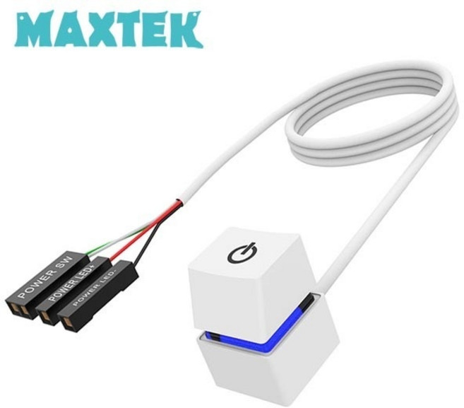 MAXTEK PC 컴퓨터 본체 파워 외부전원 사각버튼 스위치 화이트 MT651, 1개