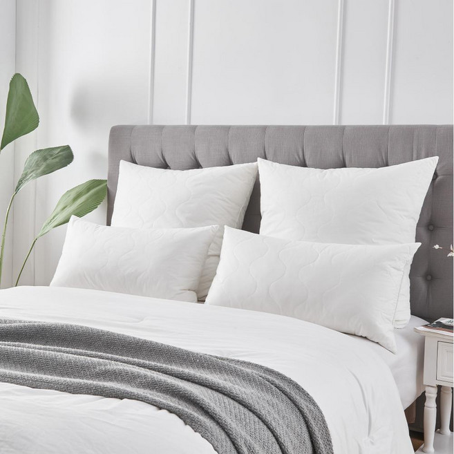 해이니 조롱박꽃 부드러운 구스다운 베개1+1, 2개, 화이트