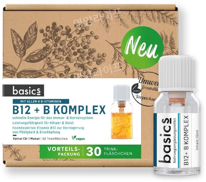 액상비타민 B12 B컴플렉스 엽산 니아신 비오틴 B복합체 1팩 30병, 300ml - 쿠팡