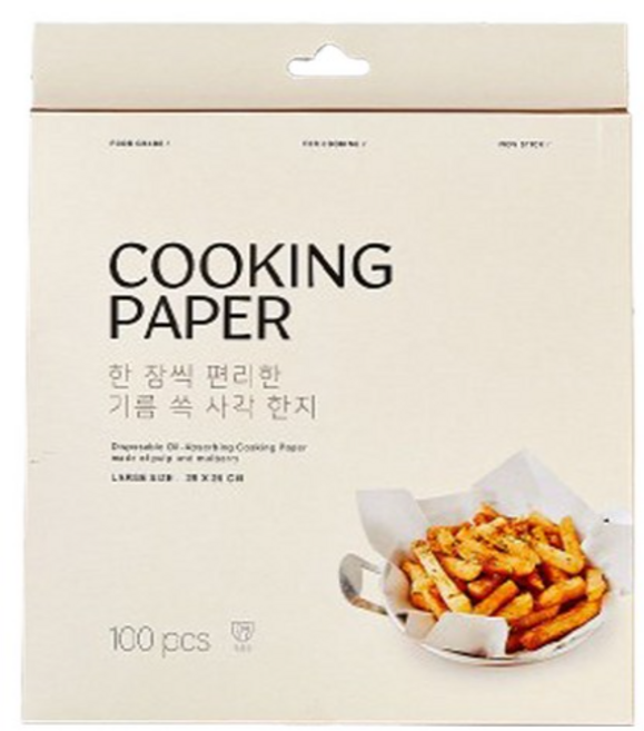 [모던하우스] N 접시에 딱 맞는 기름 쏙 사각한지 100매, 25cm, 100개입, 1개