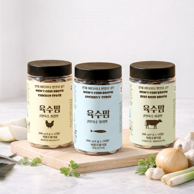 육수맘 코인육수 동전육수(멸치/사골/치킨)골라담기 200g, 02)육수맘(치킨맛)
