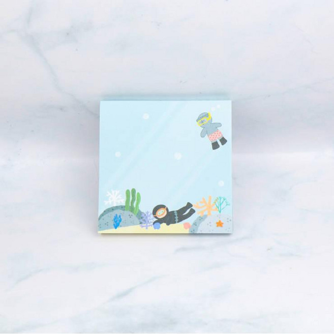 Daon 예쁜 접착식메모지 제주도 캐릭터 일러스트 공부 포스트잇 (A40126), 바다속