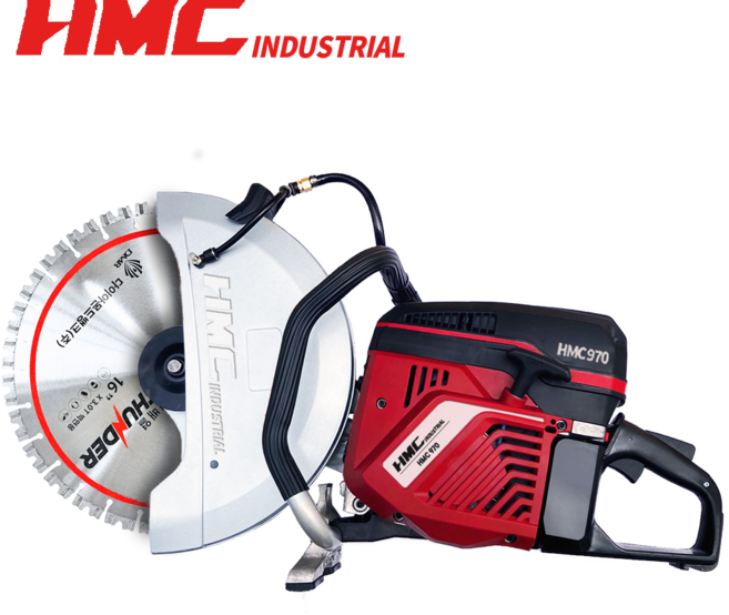 HMC 다이아몬드뱅크 엔진콘크리트절단기 HMC-970 410mm 6.5마력 날별도 다이아몬드뱅크 벽면컷팅기, 1개