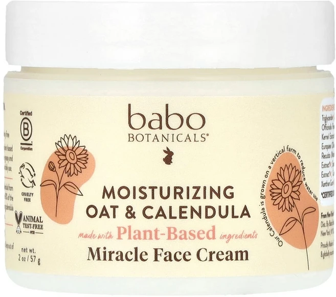 바보보타니칼스 미라클 페이스 크림 보습 오트 & 카렌듈라 57g(2oz), 1개, 57g - 쿠팡