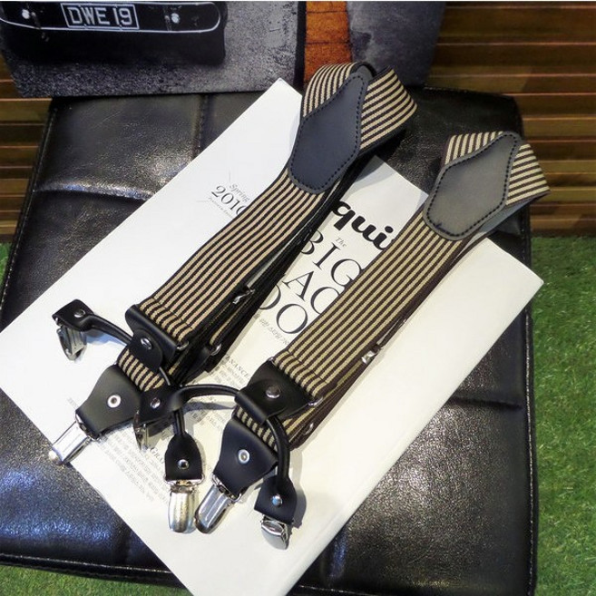 세로 단가라 줄무늬 정장 치노 바지 서스펜더 2 Color