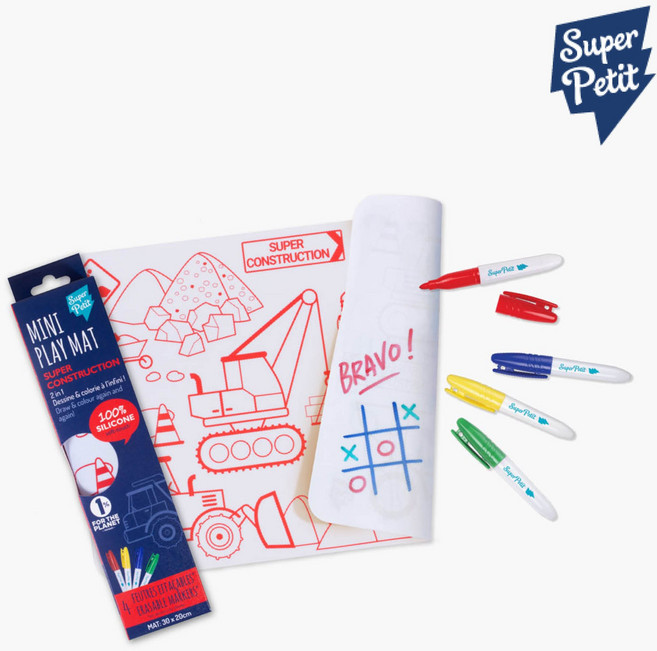 실리콘 컬러링 매트 Superpetit 슈퍼쁘띠, 중장비 자동차, 미니, 1개