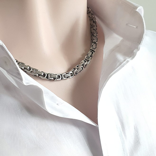 디에나모 써지컬스틸 남자 여자 굵은 체인목걸이 emperor