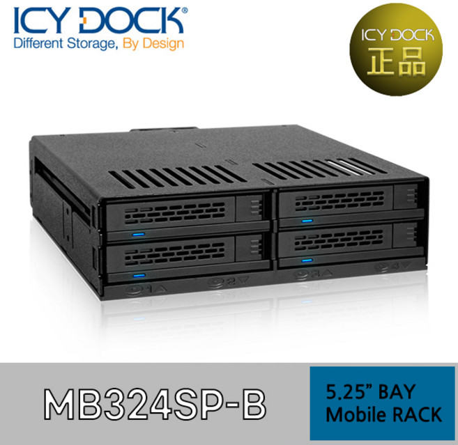 ICY DOCK ExpressCage MB324SP-B 5.25베이용 2.5인치 SAS/SATA HDD/SSD 4베이 하드랙 정품, 1개