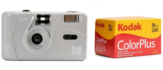 코닥 M35 필름카메라 + 코닥 컬러플러스 200/36 필름, 1세트, 그레이