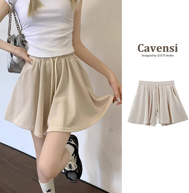 【Cavensi】S-4XL 大尺碼 A字 短褲 寬鬆 舒服 抽繩 有口袋 五分褲 A244