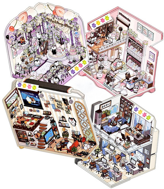 하영이네 마이홈 집꾸미기 스티커 4종 세트 시즌6, 1세트