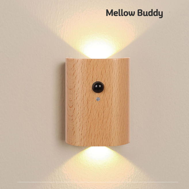 멜로우버디 무선 모션감지 양방향 LED 우드 스마트 센서 무드등, 양방향 스마트 센서 무드등_우드, 1개