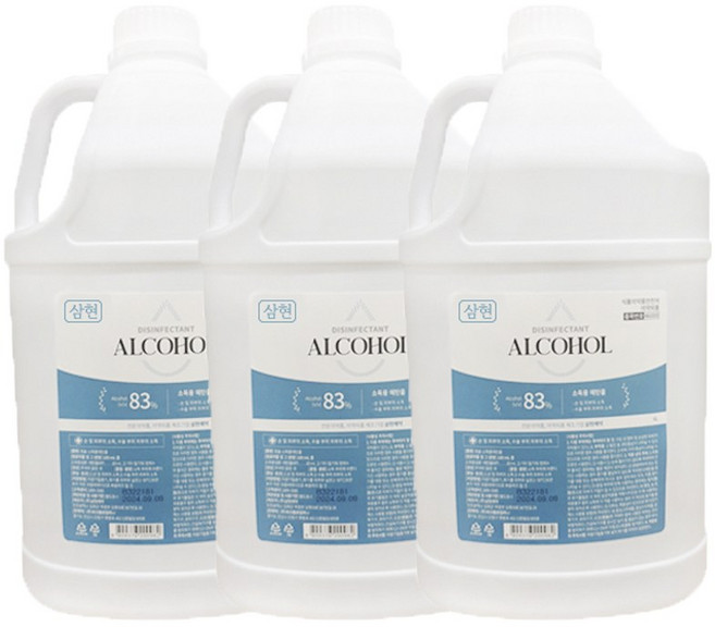 삼현제약 청솔 소독용 에탄올, 3개, 4L