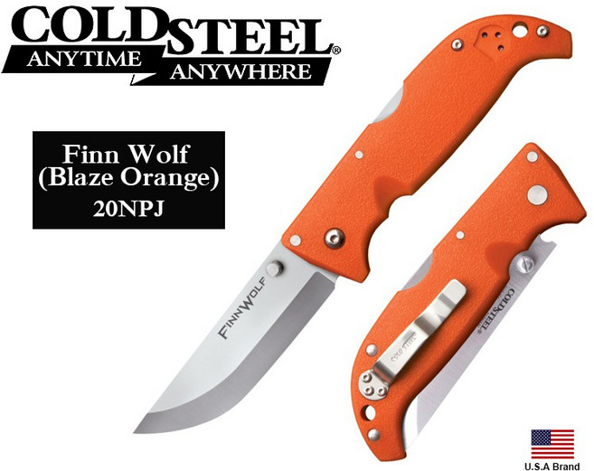 Cold Steel Finn Wolf 折刀 日本AUS-8A鋼 橘色 Griv柄 CS20NPJ, 1個