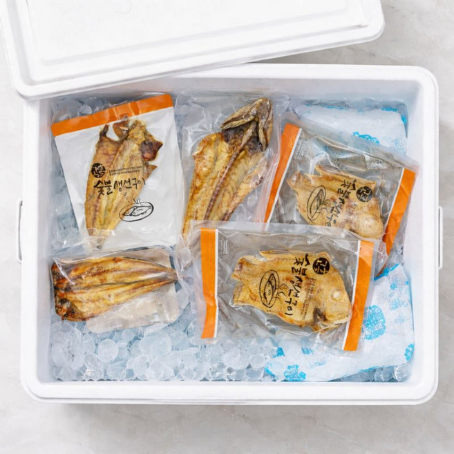 고흥숯불생선구이 5마리 생선선물세트 반건조생선 와이비팩토리 고등어 양태 임연수 꽃돔 삼치, 1개