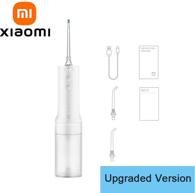 XIAOMI MIJIA 전기 구강 세정기 업그레이드 – 초음파 90일 부드러운 사용 물 치실 치과 3가지 모드 200mL, 01 Upgraded version