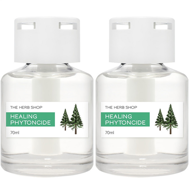 더허브샵 섬유심지 내추럴 카 디퓨저 70ml 본품, 힐링피톤치드, 2개