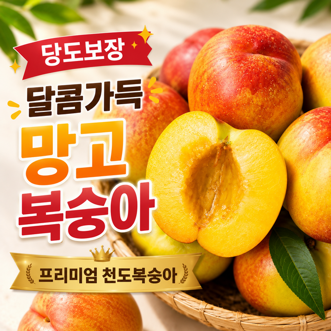2위 - 당도보장 프리미엄 천도복숭아 옐로우드림 (망고복숭아), 1개, 5kg 대과 (45-50과 내외)