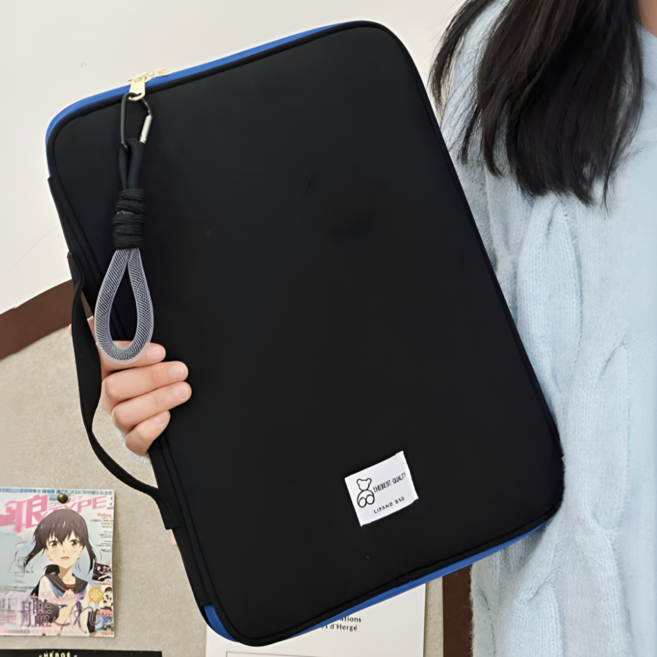 카키바움 노트북 파우치 가방 아이패드 보호 케이스, 블랙, 1개