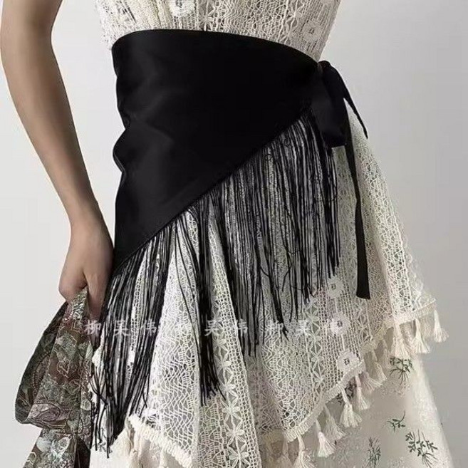 流蘇腰封 女 寬 設計感 小衆 美式 辣妹 y2k 時尚 2025新款 配裙子裝飾腰帶