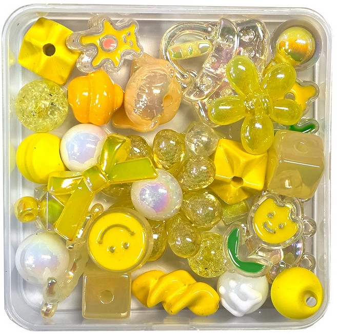 체리아트 프리미엄 스쿱 디자인 비즈공예 DIY 재료 파츠 세트, 1개, 옐로우