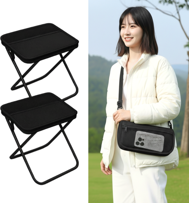 하우모어 1+1 휴대용 접이식 의자 초경량 대형 120kg 하중, 2개, 블랙
