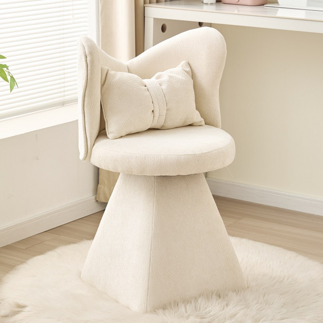 알엠즈 보브 화장대의자 회전 벨벳 등받이 화장대 스툴 의자, 1개, 보브-아이보리펄