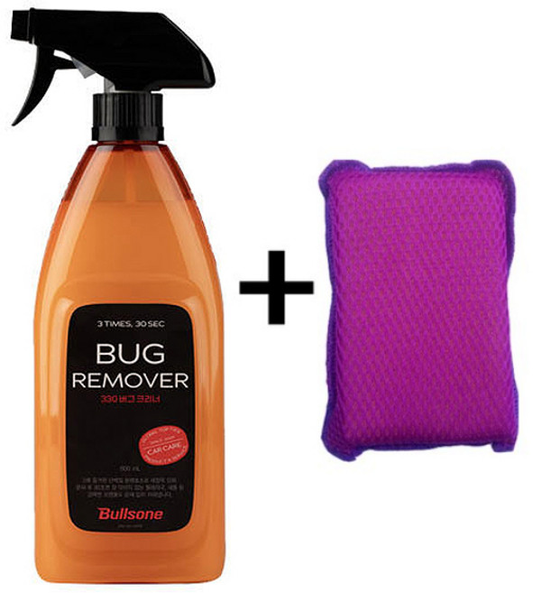 동진TFC 불스원 버그크리너 + 벌레제거스폰지 세차용품 세차 벌레자국 깨끗이지우자, 불스원/버그크리너+벌레제거용스폰지, 1개