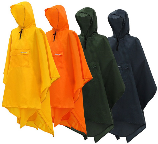 카르닉 아웃도어 판초우의 비옷 망토형 프론트포켓 후드형 레인자켓, 옐로우, 1개