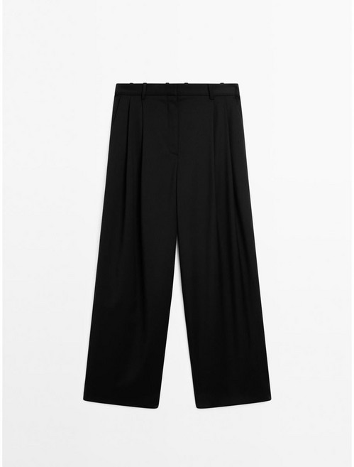 마시모두띠 극세사 울 플리츠 팬츠 Schwarz 5006685