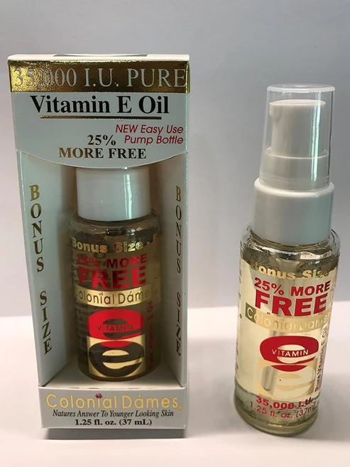 Colonial Dames 35 000 IU 순수 비타민 E 오일 35 000 ml (1.25FL 온스) 펌프 디스젠서 - 야간 스킨 테라피 오일 - 수분을 공급하고 젊어 보이, Colonial Dames 35,000 IU 순수 비타, 1개, 37ml - 쿠팡