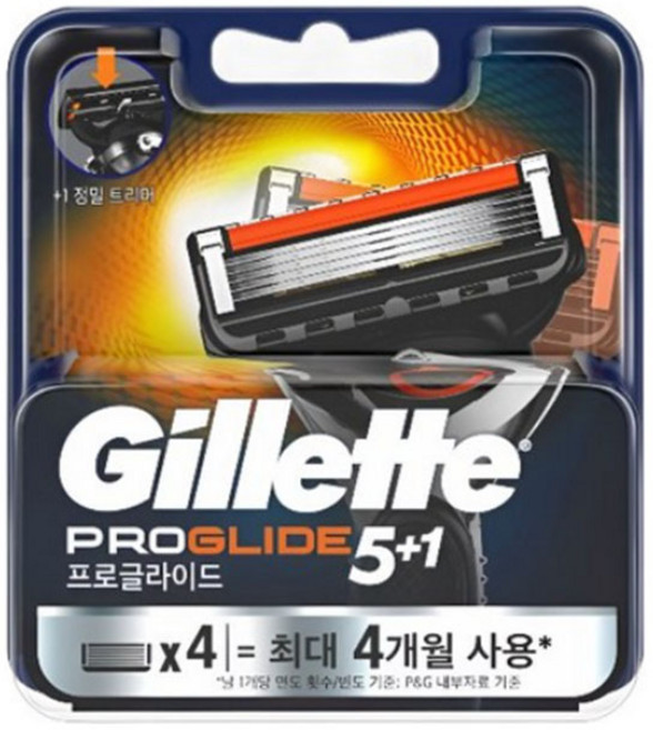 질레트 퓨전 프로글라이드 면도날 4입, 4개입, 3개